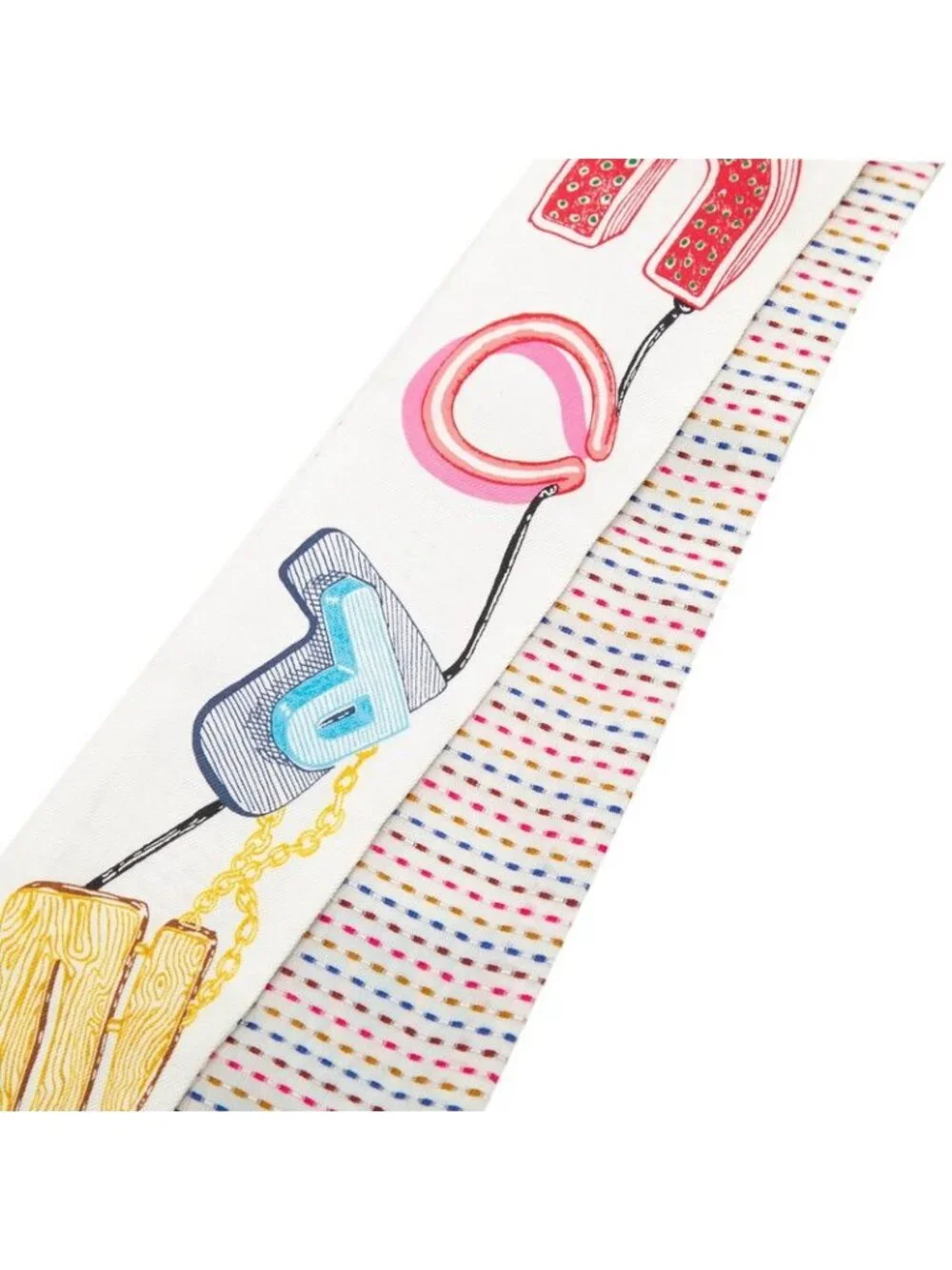 ★SOLD★ Hermes Twilly Chevaloscope Neon Scarf White Multicolor Silk - Picture 2 of 4